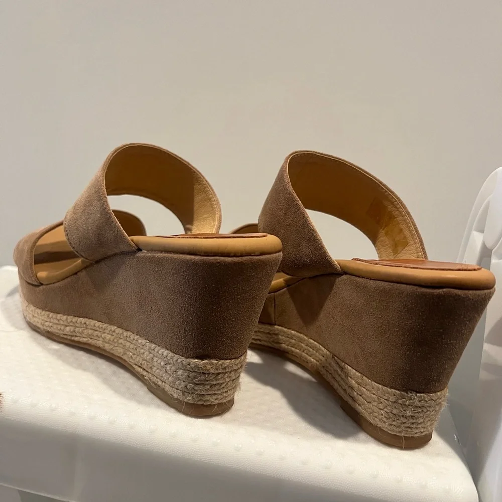Matt Bernson 8 Icaria Platform Wedge Espadrilles in Tan Suede EUC Made In Spain